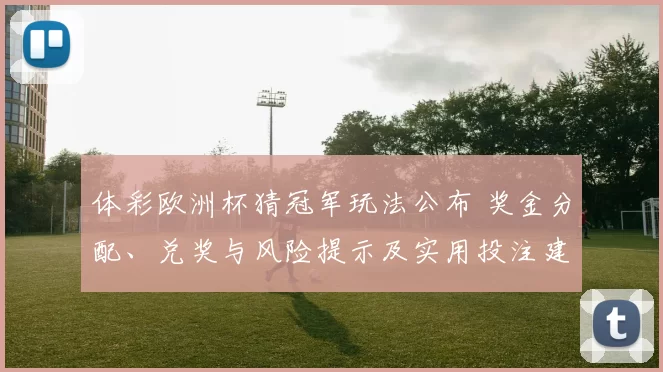 体彩欧洲杯猜冠军玩法公布 奖金分配、兑奖与风险提示及实用投注建议